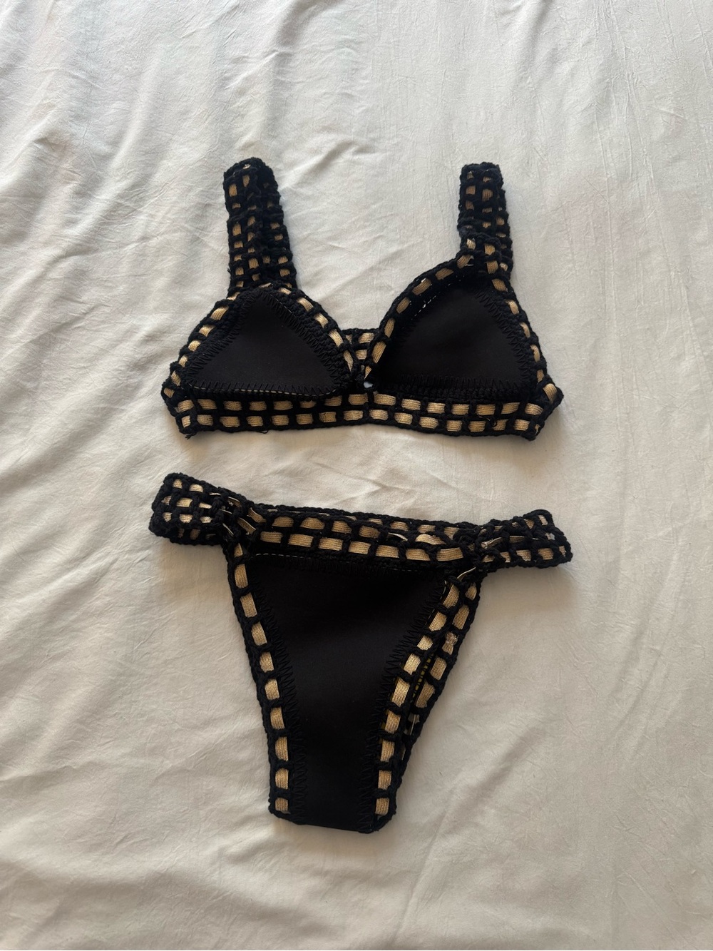 Black Crochet-Trim Bikini Set - Women Swim Bikini